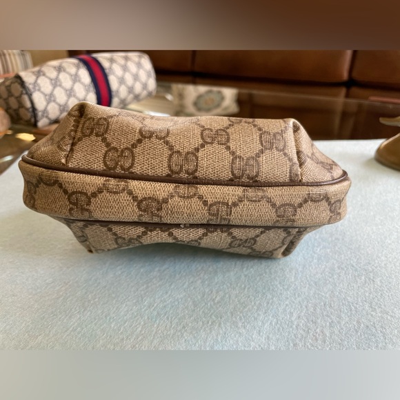 Vintage Gucci Mini Print Cosmetic Case Travel Clutch Brown - Picture 3 of 12